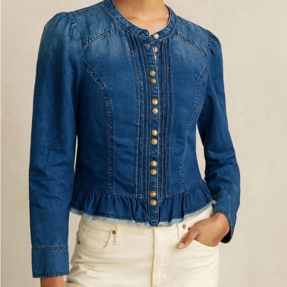 Anthropologie Pilcro Slim Denim Button Down Top Size 2